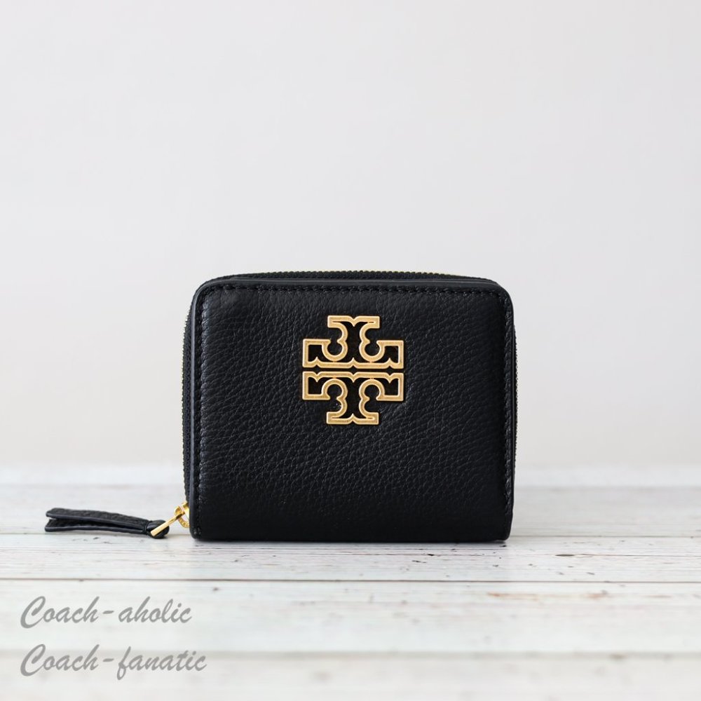 Tory Burch Black Wallet with Gold Logo